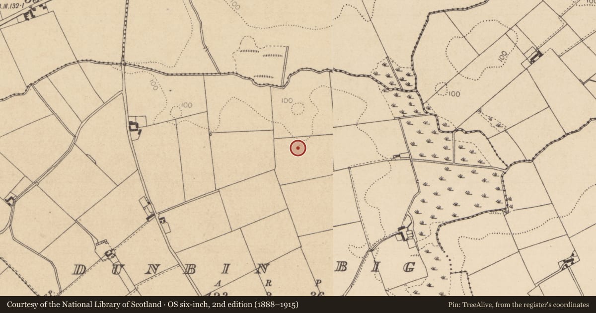 Ordnance Survey six-inch map, 2nd edition (1888–1915) covering the location of Souterrain, Dunbin Big, County Louth, with a pin at the register's coordinates