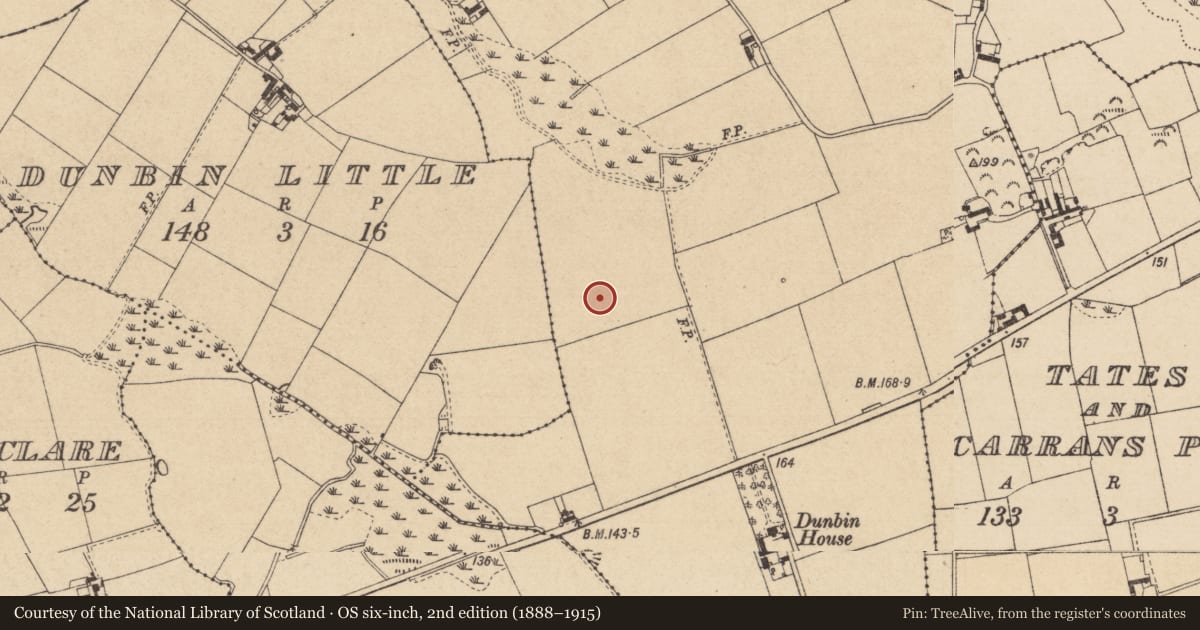 Ordnance Survey six-inch map, 2nd edition (1888–1915) covering the location of Enclosure, Dunbin Big, County Louth, with a pin at the register's coordinates