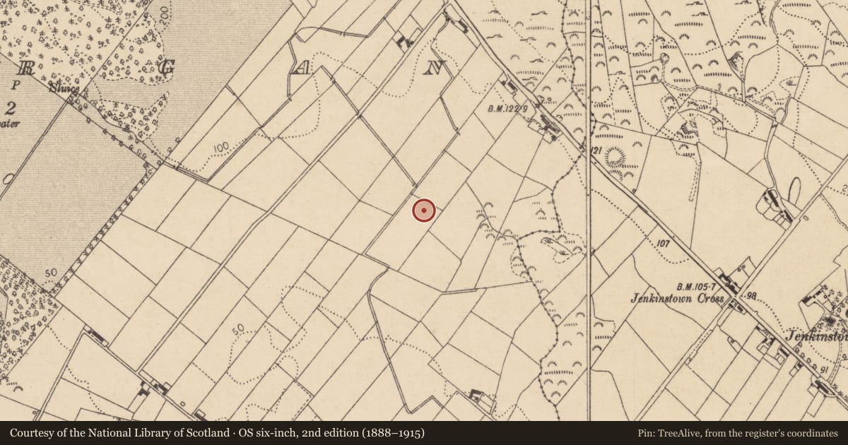 Ordnance Survey six-inch map, 2nd edition (1888–1915) covering the location of Souterrain, Bellurgan (Dundalk Lwr by, County Louth, with a pin at the register's coordinates
