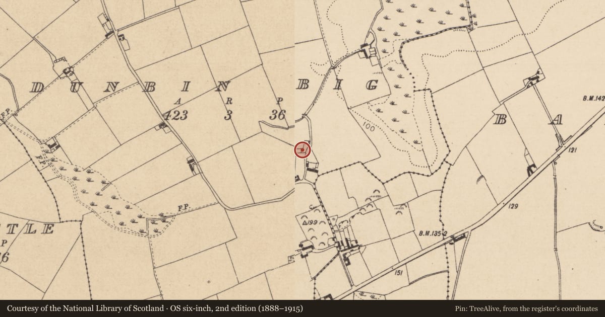 Ordnance Survey six-inch map, 2nd edition (1888–1915) covering the location of Church, Dunbin Big, County Louth, with a pin at the register's coordinates