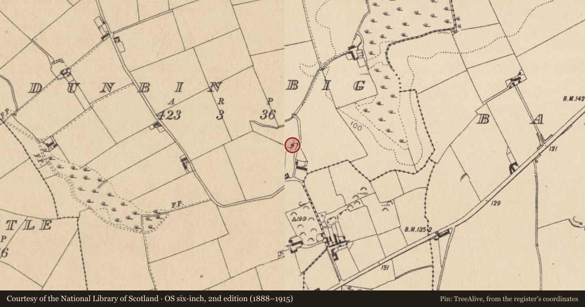 Ordnance Survey six-inch map, 2nd edition (1888–1915) covering the location of Earthwork, Dunbin Big, County Louth, with a pin at the register's coordinates