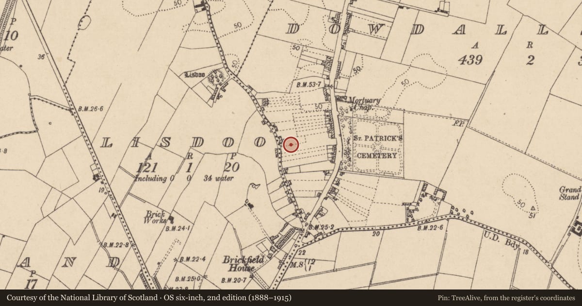 Ordnance Survey six-inch map, 2nd edition (1888–1915) covering the location of Souterrain, Dowdallshill, County Louth, with a pin at the register's coordinates