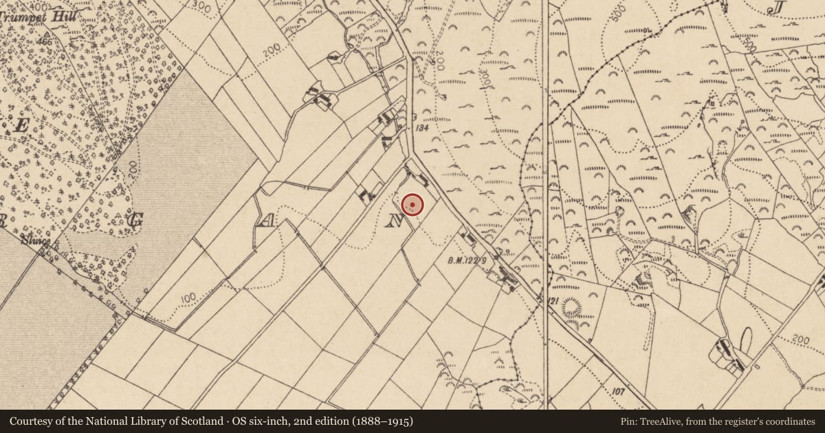 Ordnance Survey six-inch map, 2nd edition (1888–1915) covering the location of Burial ground, Bellurgan (Dundalk Lwr by, County Louth, with a pin at the register's coordinates