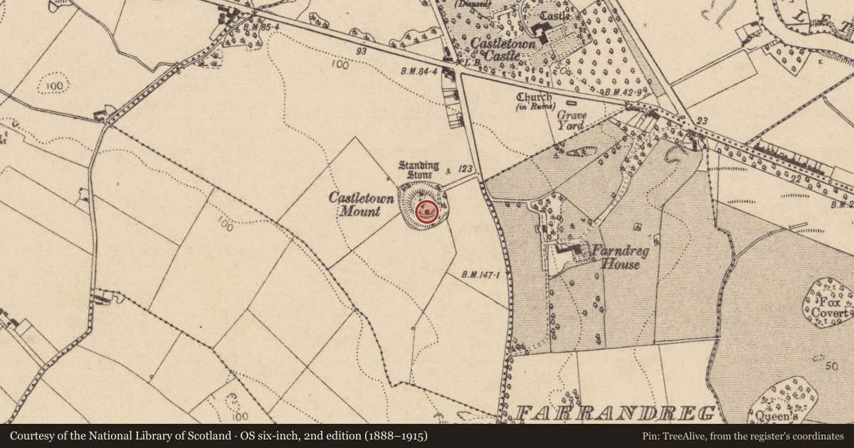 Ordnance Survey six-inch map, 2nd edition (1888–1915) covering the location of Souterrain, Castletown, County Louth, with a pin at the register's coordinates