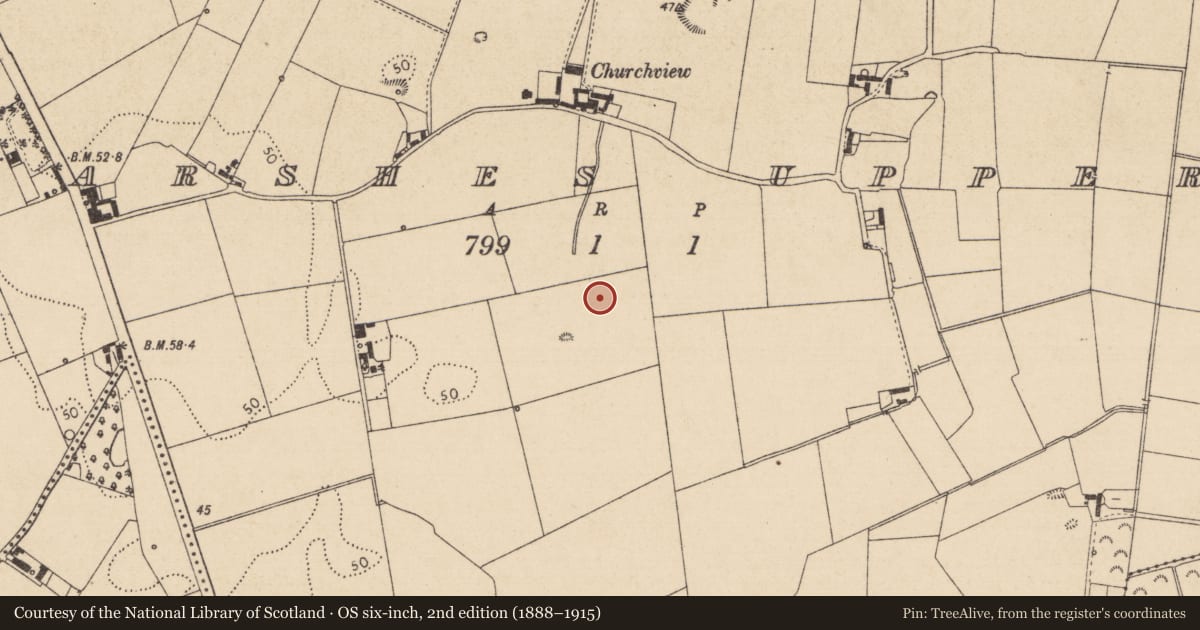 Ordnance Survey six-inch map, 2nd edition (1888–1915) covering the location of Hearth, Marshes Upper, County Louth, with a pin at the register's coordinates