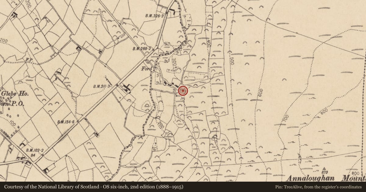 Ordnance Survey six-inch map, 2nd edition (1888–1915) covering the location of Souterrain, Rockmarshall, County Louth, with a pin at the register's coordinates