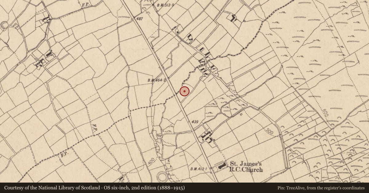 Ordnance Survey six-inch map, 2nd edition (1888–1915) covering the location of Enclosure, Glenmore, County Louth, with a pin at the register's coordinates