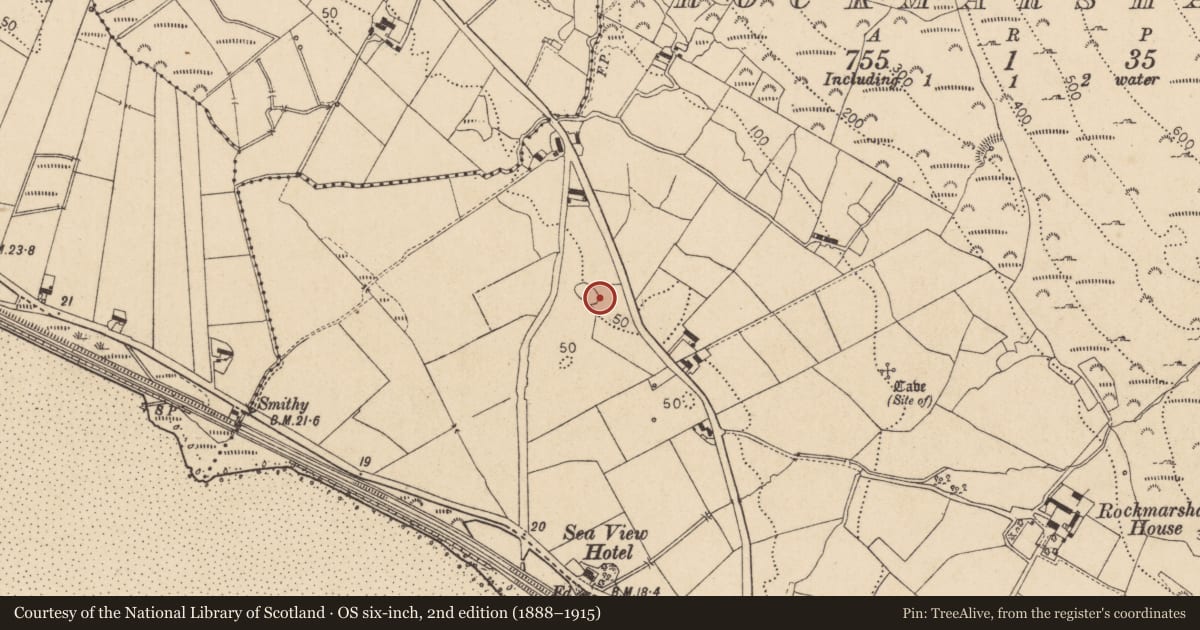 Ordnance Survey six-inch map, 2nd edition (1888–1915) covering the location of Enclosure, Rockmarshall, County Louth, with a pin at the register's coordinates