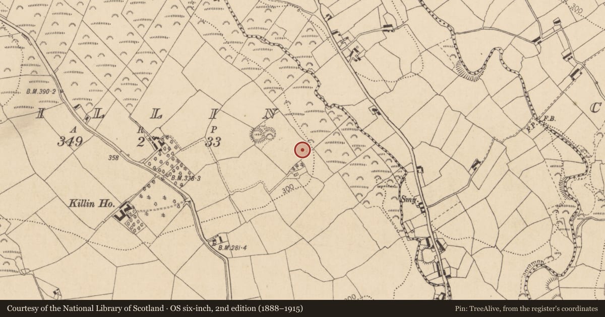 Ordnance Survey six-inch map, 2nd edition (1888–1915) covering the location of Earthwork, Killin, County Louth, with a pin at the register's coordinates