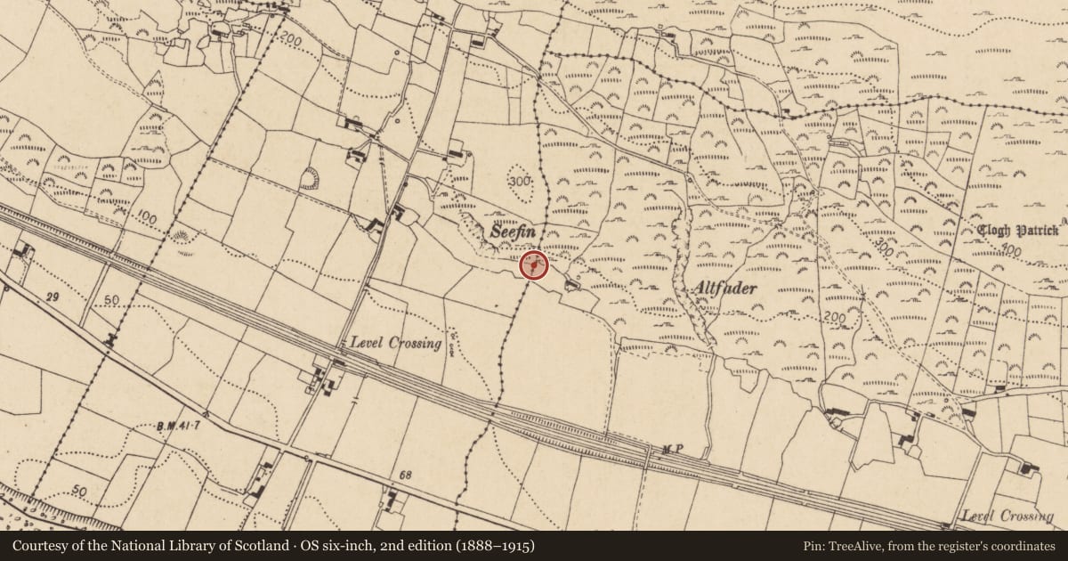 Ordnance Survey six-inch map, 2nd edition (1888–1915) covering the location of Mass-rock, Annaloughan, County Louth, with a pin at the register's coordinates