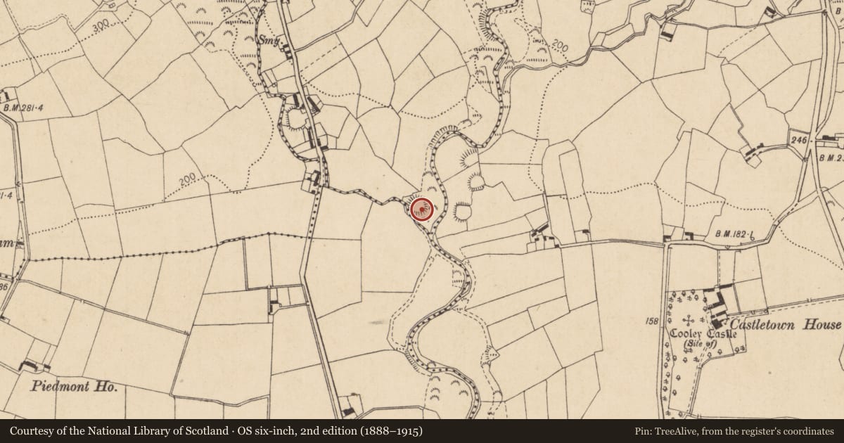 Ordnance Survey six-inch map, 2nd edition (1888–1915) covering the location of Promontory fort - inland, Benagh, County Louth, with a pin at the register's coordinates