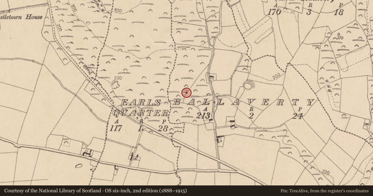 Ordnance Survey six-inch map, 2nd edition (1888–1915) covering the location of Ringfort - rath, Ballaverty, County Louth, with a pin at the register's coordinates