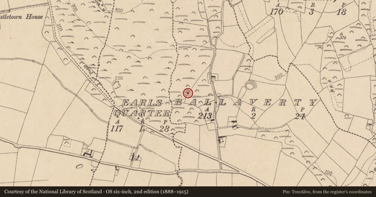 Ordnance Survey six-inch map, 2nd edition (1888–1915) covering the location of House - medieval, Ballaverty, County Louth, with a pin at the register's coordinates