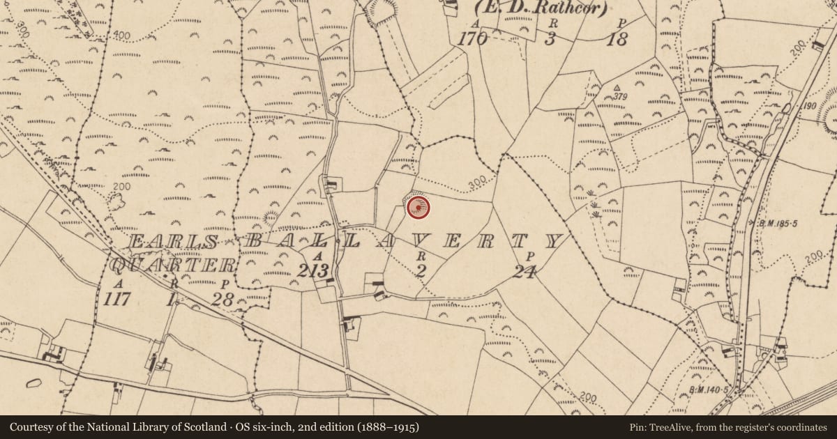 Ordnance Survey six-inch map, 2nd edition (1888–1915) covering the location of Ringfort - rath, Ballaverty, County Louth, with a pin at the register's coordinates