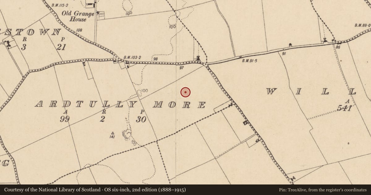 Ordnance Survey six-inch map, 2nd edition (1888–1915) covering the location of Enclosure, Ardtully More, County Louth, with a pin at the register's coordinates