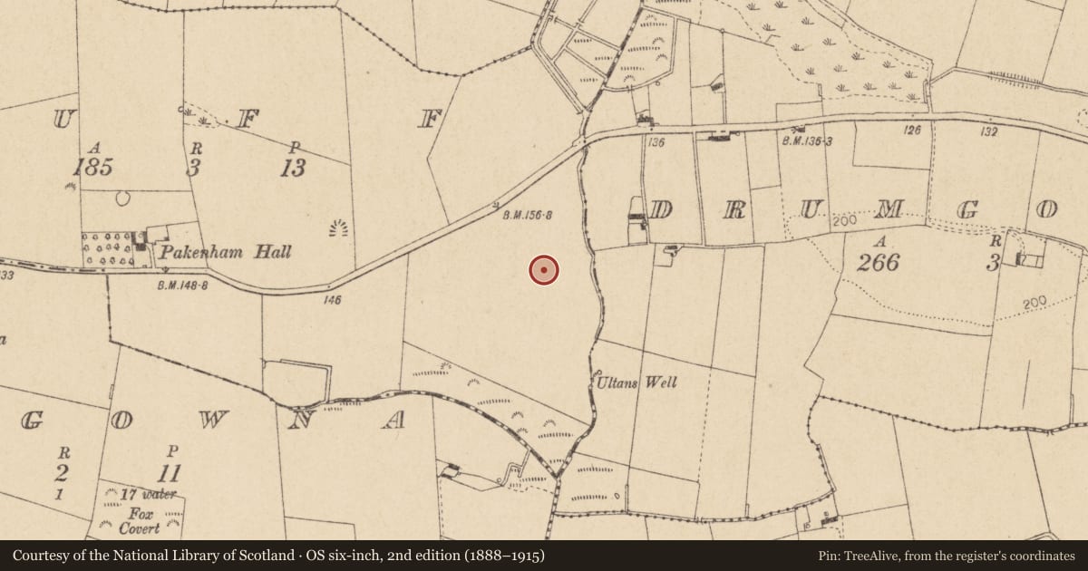 Ordnance Survey six-inch map, 2nd edition (1888–1915) covering the location of Enclosure, Muff, County Louth, with a pin at the register's coordinates