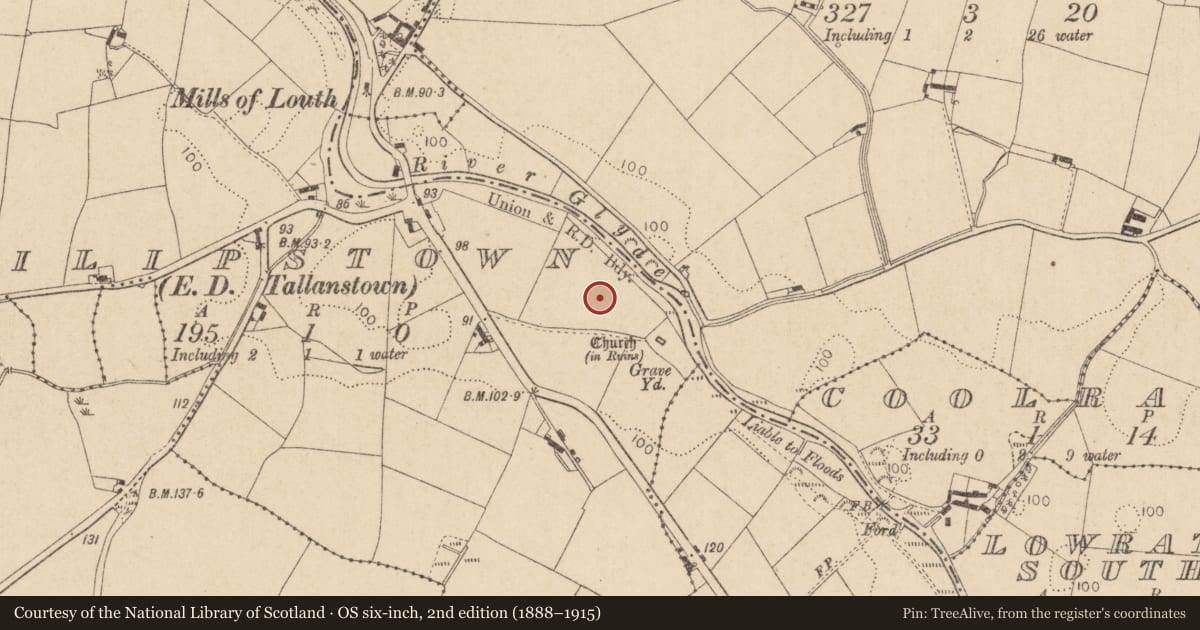 Ordnance Survey six-inch map, 2nd edition (1888–1915) covering the location of Souterrain, Philipstown (Ardee By., Philipstown Par.), County Louth, with a pin at the register's coordinates