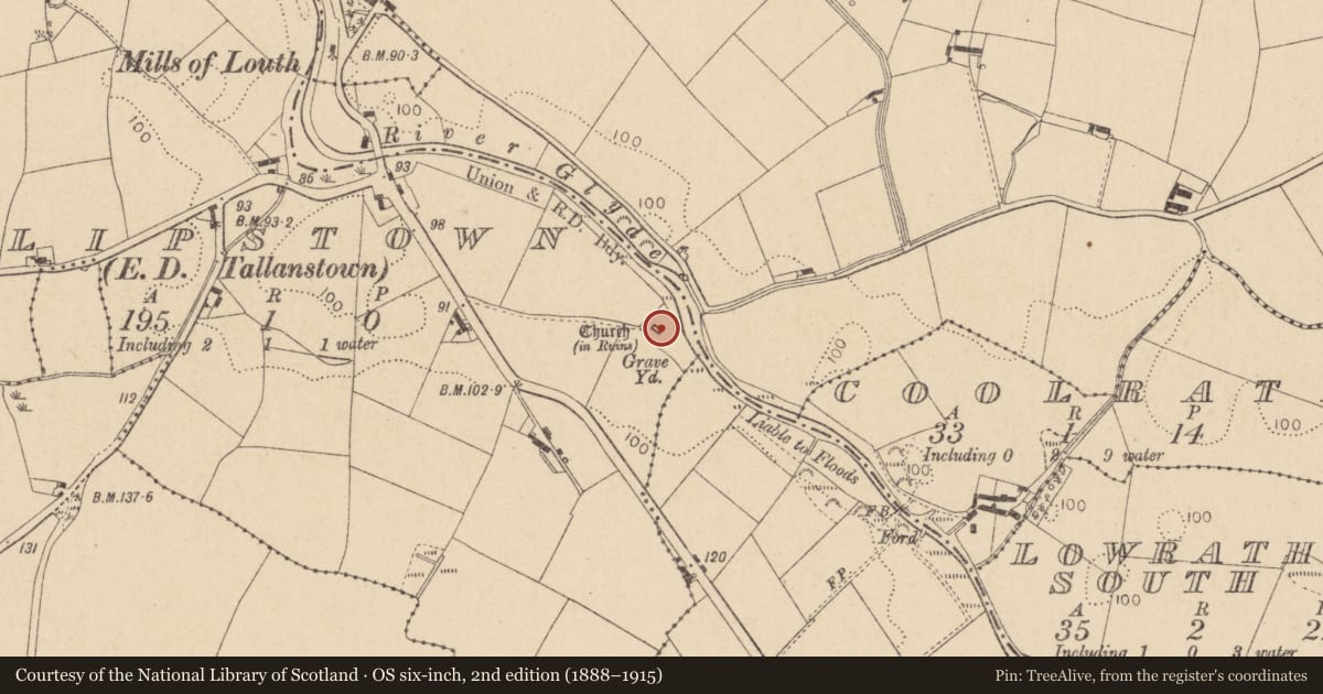 Ordnance Survey six-inch map, 2nd edition (1888–1915) covering the location of Church, Philipstown (Ardee By., Philipstown Par.), County Louth, with a pin at the register's coordinates