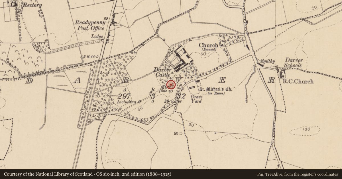Ordnance Survey six-inch map, 2nd edition (1888–1915) covering the location of Souterrain, Darver, County Louth, with a pin at the register's coordinates