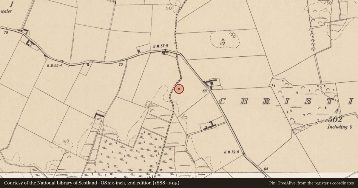 Ordnance Survey six-inch map, 2nd edition (1888–1915) covering the location of Enclosure, Christianstown, County Louth, with a pin at the register's coordinates