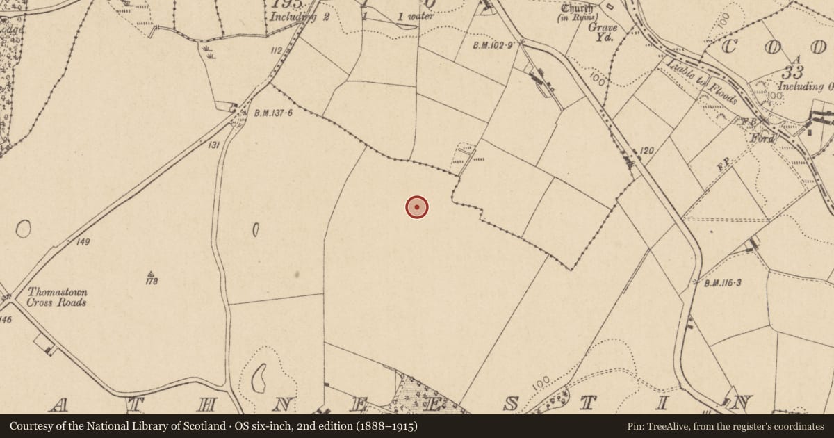 Ordnance Survey six-inch map, 2nd edition (1888–1915) covering the location of Enclosure, Rathneestin, County Louth, with a pin at the register's coordinates