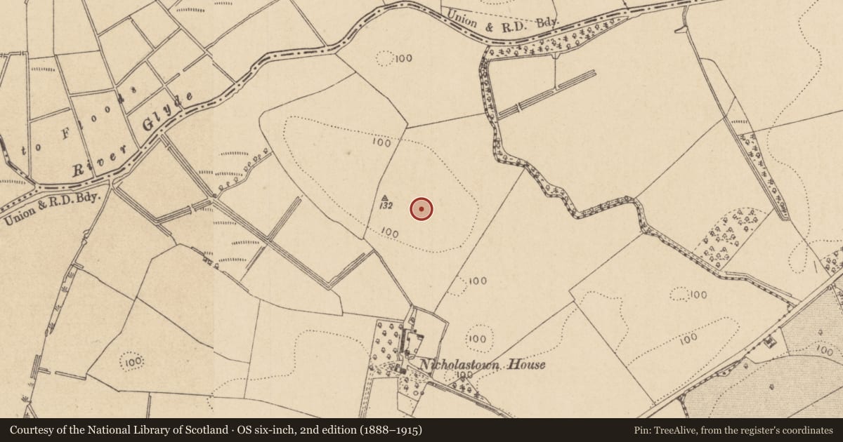 Ordnance Survey six-inch map, 2nd edition (1888–1915) covering the location of Ringfort - rath, Nicholastown, County Louth, with a pin at the register's coordinates