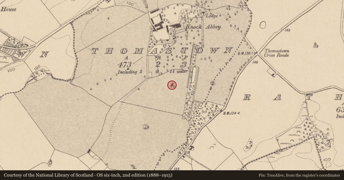 Ordnance Survey six-inch map, 2nd edition (1888–1915) covering the location of Enclosure, Thomastown (Ardee By., Philipstown Par.), County Louth, with a pin at the register's coordinates