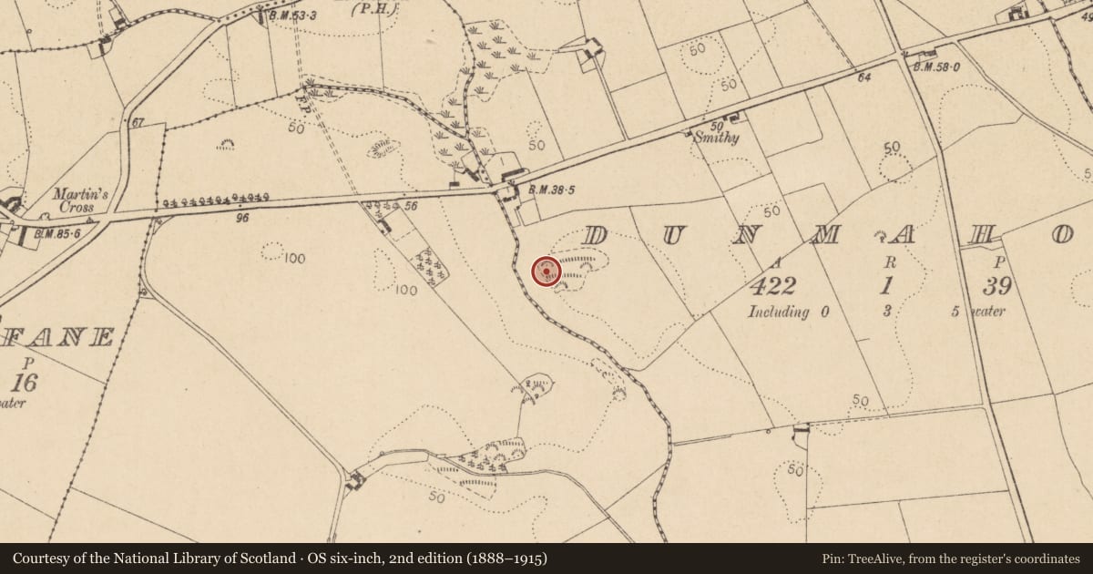 Ordnance Survey six-inch map, 2nd edition (1888–1915) covering the location of Souterrain, Dunmahon, County Louth, with a pin at the register's coordinates