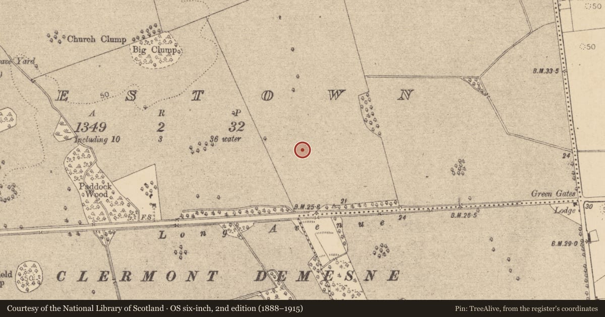 Ordnance Survey six-inch map, 2nd edition (1888–1915) covering the location of Ring-ditch, Haynestown, County Louth, with a pin at the register's coordinates
