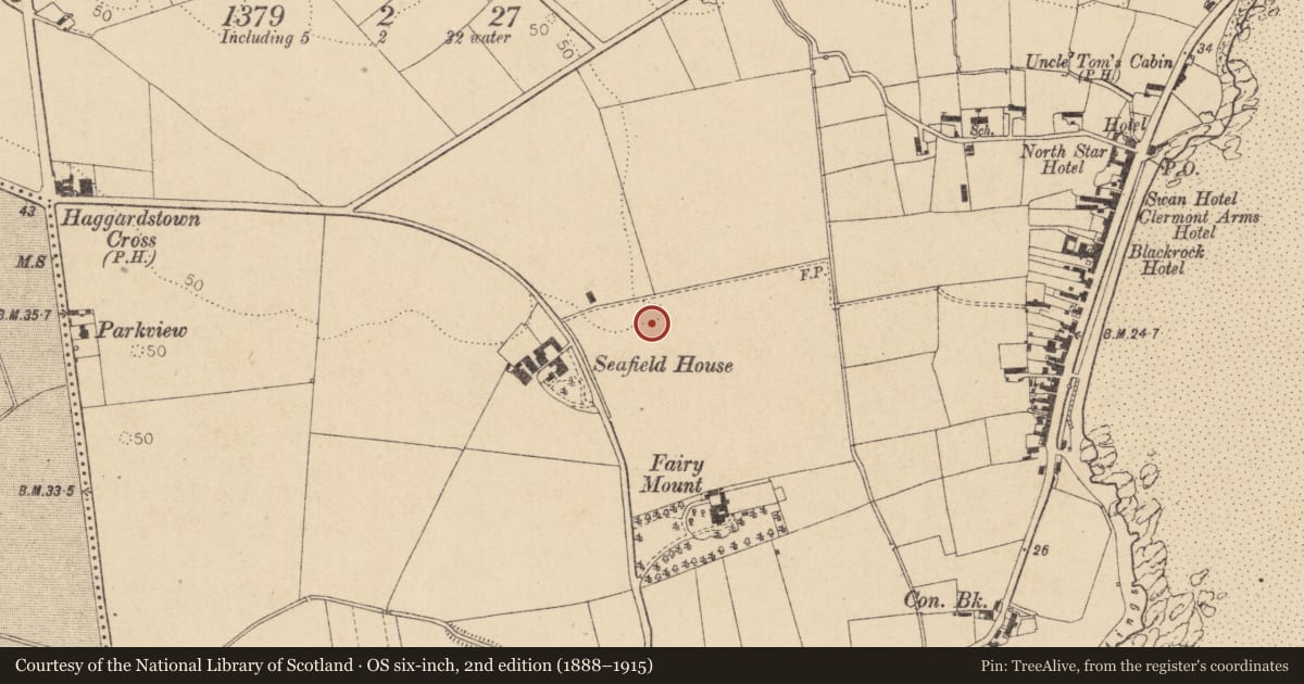 Ordnance Survey six-inch map, 2nd edition (1888–1915) covering the location of Souterrain, Haggardstown, County Louth, with a pin at the register's coordinates