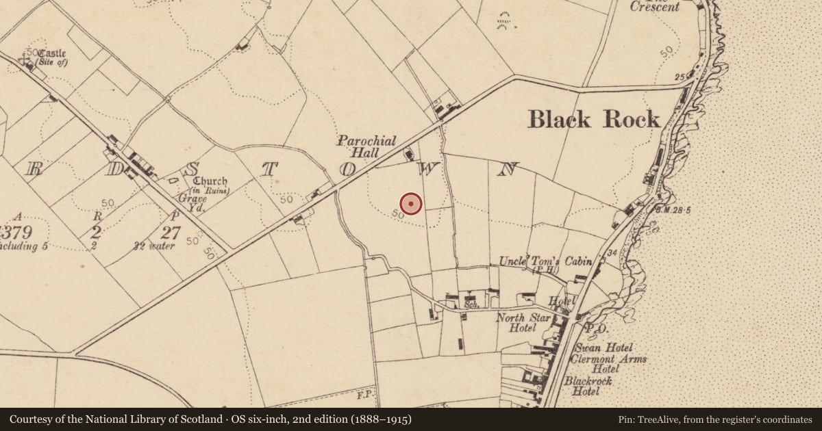 Ordnance Survey six-inch map, 2nd edition (1888–1915) covering the location of Souterrain, Haggardstown, County Louth, with a pin at the register's coordinates