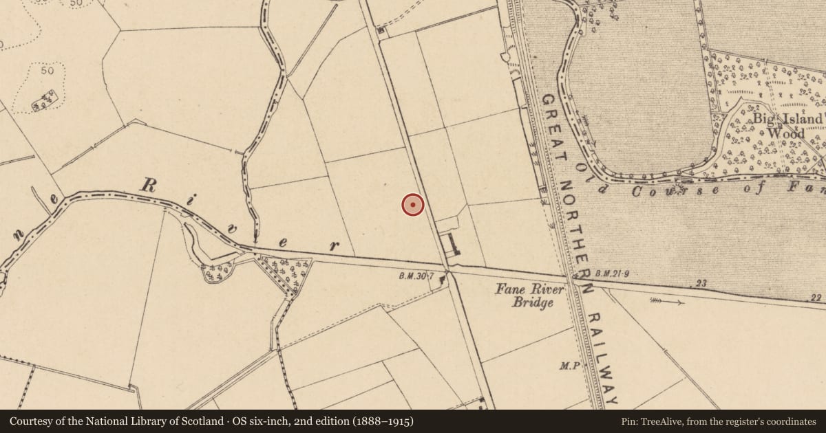 Ordnance Survey six-inch map, 2nd edition (1888–1915) covering the location of Field system, Commons (Dromiskin Par.), County Louth, with a pin at the register's coordinates