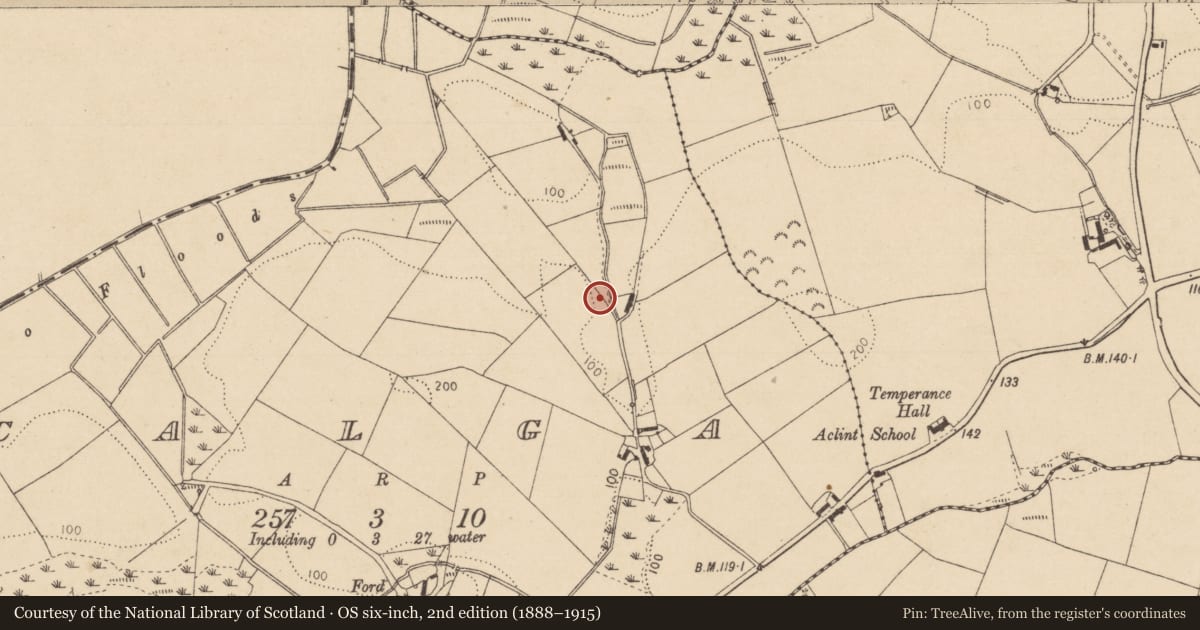 Ordnance Survey six-inch map, 2nd edition (1888–1915) covering the location of Souterrain, Calga, County Louth, with a pin at the register's coordinates