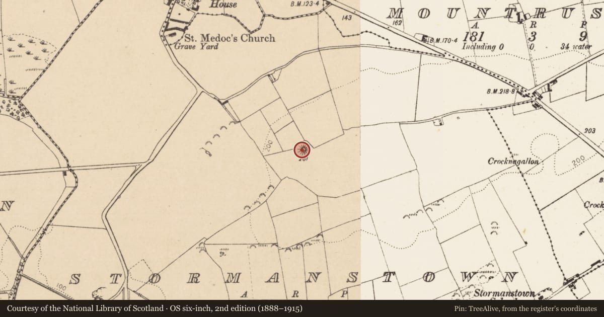 Ordnance Survey six-inch map, 2nd edition (1888–1915) covering the location of Souterrain, Stormanstown, County Louth, with a pin at the register's coordinates