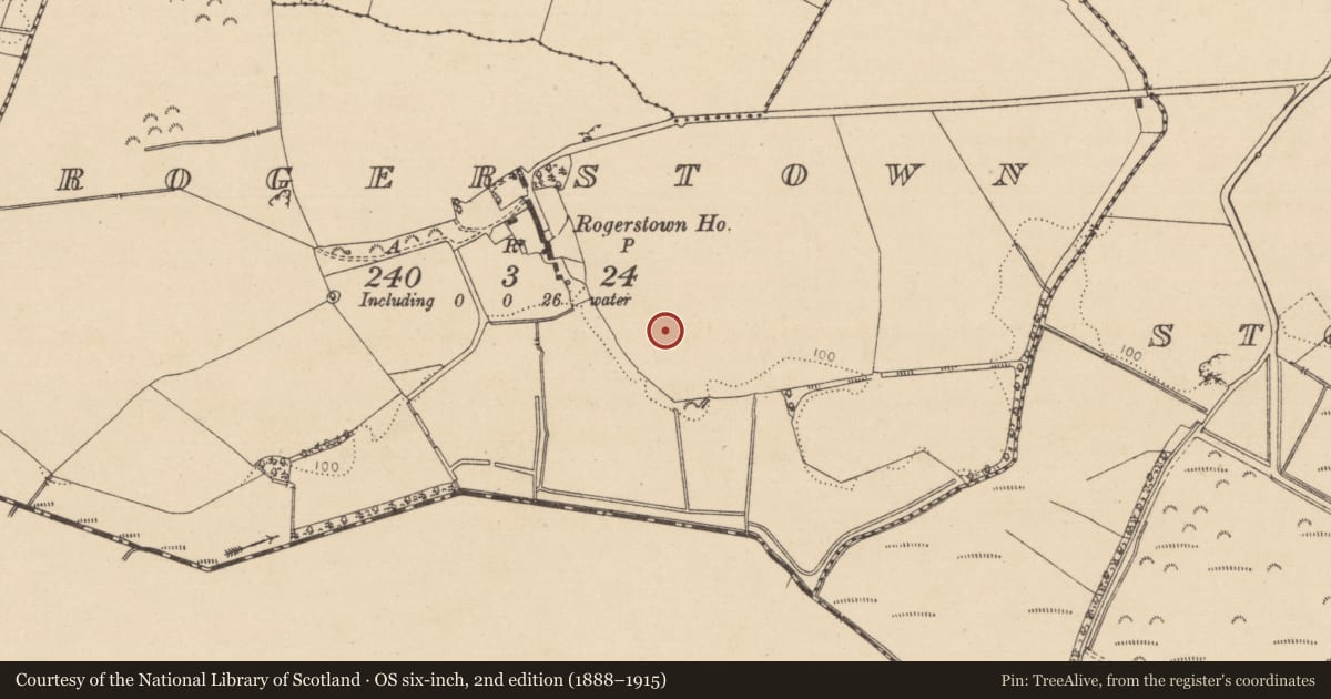 Ordnance Survey six-inch map, 2nd edition (1888–1915) covering the location of Ringfort - rath, Rogerstown, County Louth, with a pin at the register's coordinates