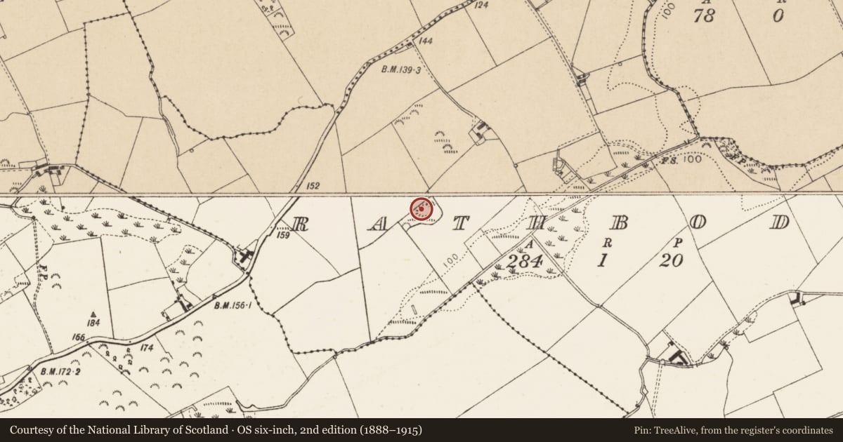 Ordnance Survey six-inch map, 2nd edition (1888–1915) covering the location of Ringfort - rath, Rathbody, County Louth, with a pin at the register's coordinates