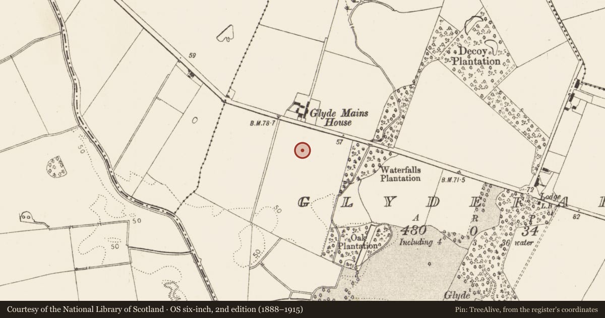 Ordnance Survey six-inch map, 2nd edition (1888–1915) covering the location of Enclosure, Glydefarm, County Louth, with a pin at the register's coordinates