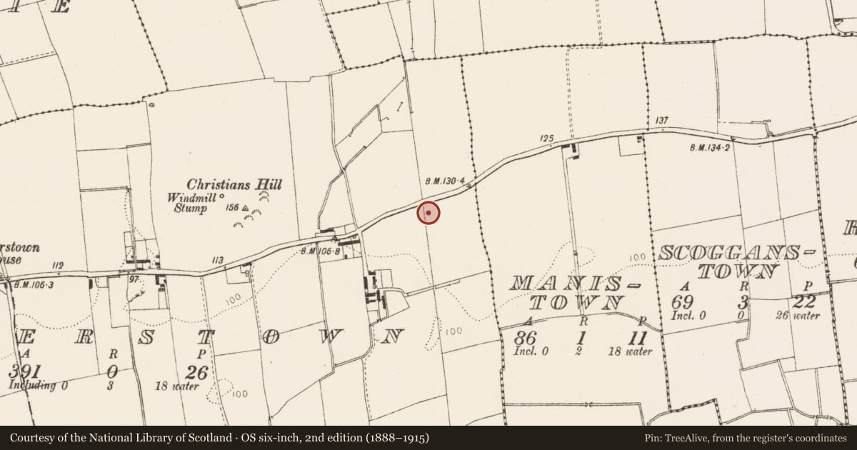Ordnance Survey six-inch map, 2nd edition (1888–1915) covering the location of Souterrain, Riverstown, County Louth, with a pin at the register's coordinates
