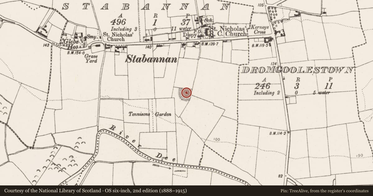 Ordnance Survey six-inch map, 2nd edition (1888–1915) covering the location of Barrow - unclassified, Stabannan, County Louth, with a pin at the register's coordinates