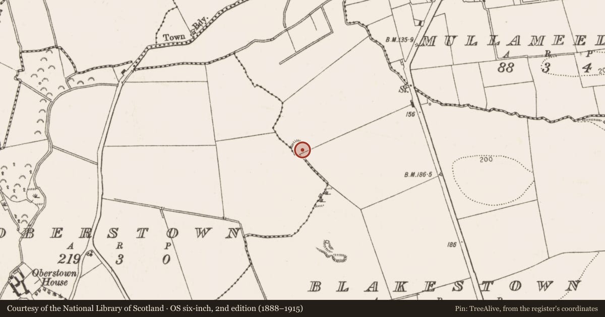 Ordnance Survey six-inch map, 2nd edition (1888–1915) covering the location of Ringfort - rath, Blakestown, County Louth, with a pin at the register's coordinates