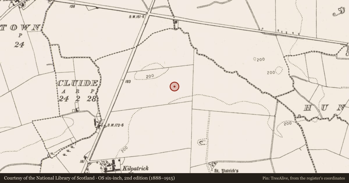 Ordnance Survey six-inch map, 2nd edition (1888–1915) covering the location of Church, Kilpatrick, County Louth, with a pin at the register's coordinates