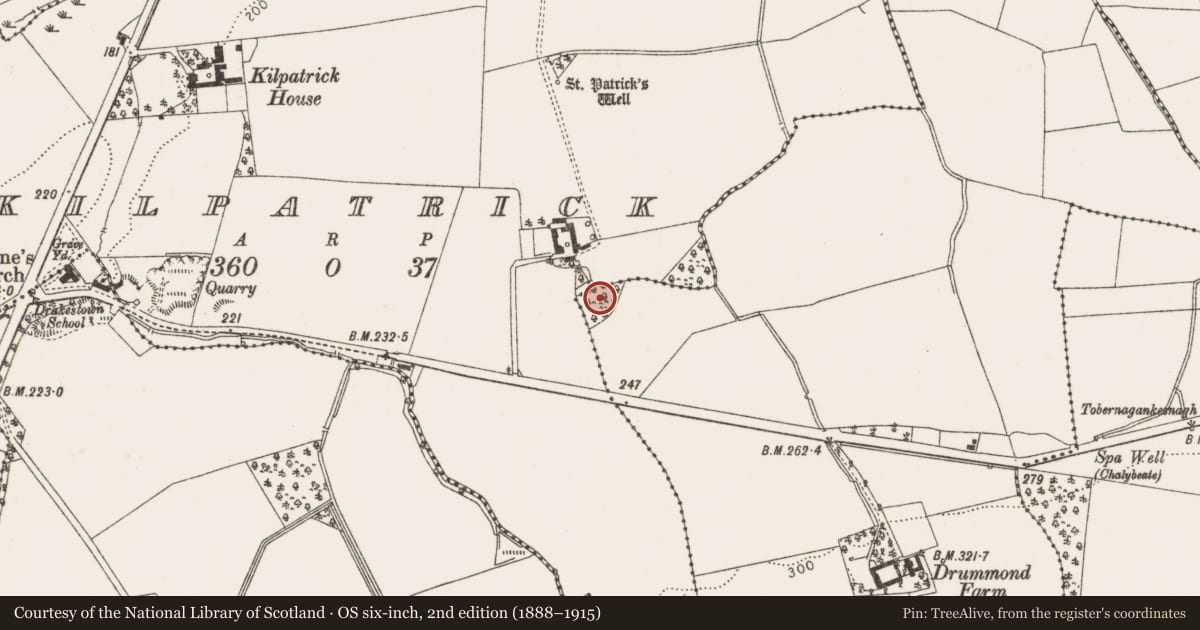 Ordnance Survey six-inch map, 2nd edition (1888–1915) covering the location of Graveyard, Rathlust, County Louth, with a pin at the register's coordinates