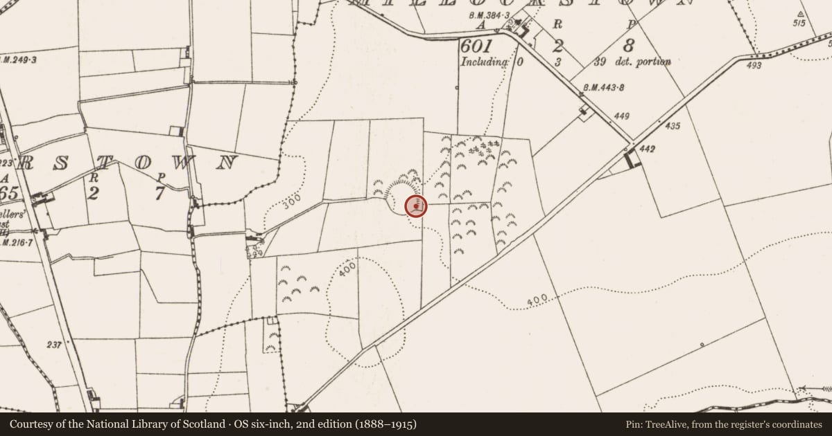 Ordnance Survey six-inch map, 2nd edition (1888–1915) covering the location of Burial, Millockstown, County Louth, with a pin at the register's coordinates