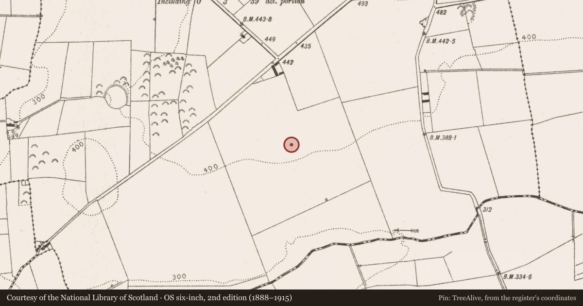 Ordnance Survey six-inch map, 2nd edition (1888–1915) covering the location of Burial ground, Millockstown, County Louth, with a pin at the register's coordinates