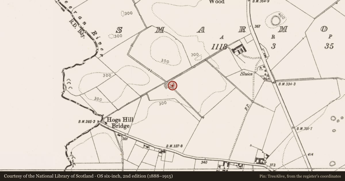 Ordnance Survey six-inch map, 2nd edition (1888–1915) covering the location of Enclosure, Smarmore, County Louth, with a pin at the register's coordinates