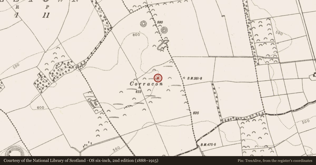 Ordnance Survey six-inch map, 2nd edition (1888–1915) covering the location of Barrow - ring-barrow, Kilpatrick, County Louth, with a pin at the register's coordinates