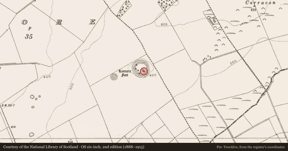 Ordnance Survey six-inch map, 2nd edition (1888–1915) covering the location of Barrow - mound barrow, Smarmore, County Louth, with a pin at the register's coordinates