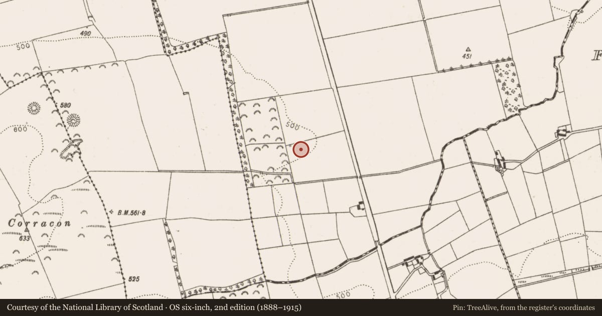 Ordnance Survey six-inch map, 2nd edition (1888–1915) covering the location of Earthwork, Anaglog, County Louth, with a pin at the register's coordinates
