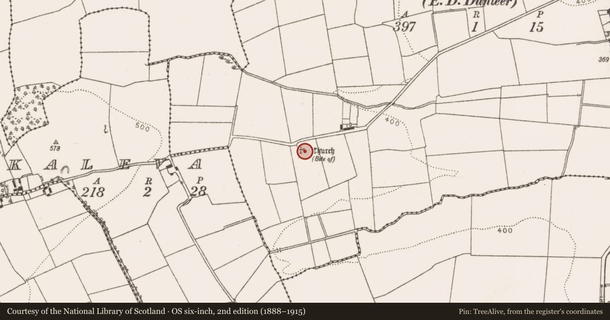 Ordnance Survey six-inch map, 2nd edition (1888–1915) covering the location of Church, Philipstown (Ardee By., Mosstown Par.), County Louth, with a pin at the register's coordinates