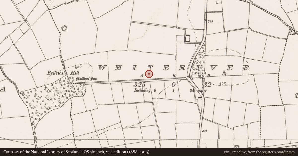 Ordnance Survey six-inch map, 2nd edition (1888–1915) covering the location of Enclosure, Whiteriver, County Louth, with a pin at the register's coordinates